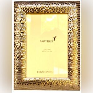 NEW Papyrus Shimmery Gold  Metallic Picture Photo Art Frame 4”x 6” Velvet RARE